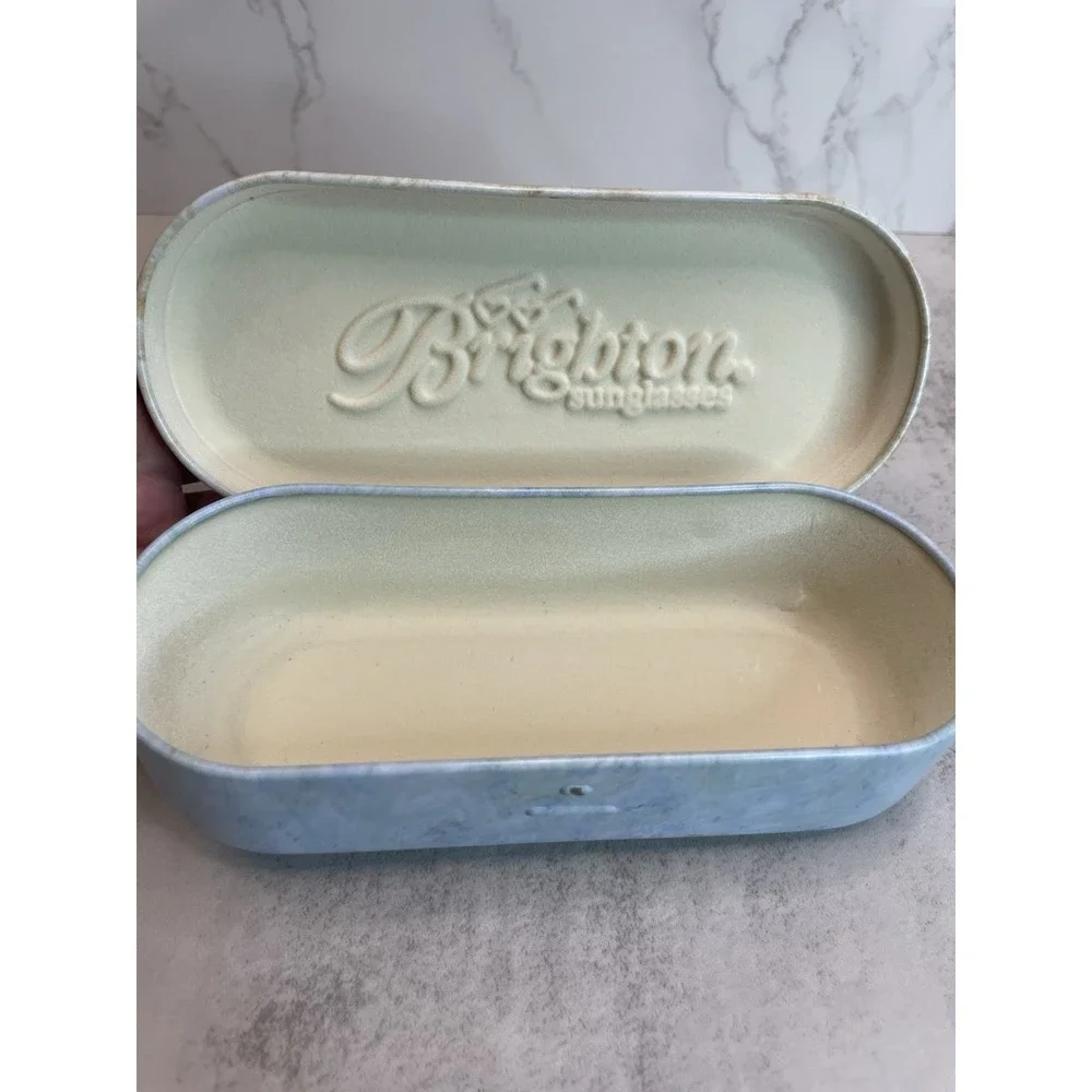 Brighton Sunglasses Tin Metal Case Holder Felt Lined Feather Heart Designer